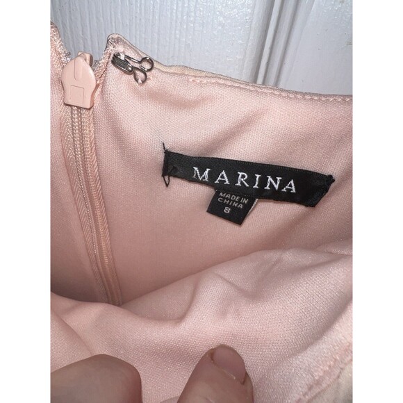 Marina Dress Womens Sz 8 Pink Asymmetrical Sheath Ruffle Romantic feminine New - Picture 9 of 13